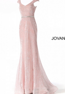 Light Pink Fitted Sequin Embellished Prom Dress 62499